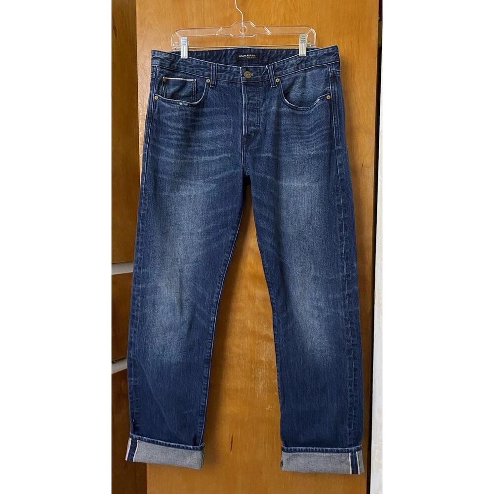 Banana Republic Slim Fit Selvedge Jeans Indigo Dark Wash Denim Mens Sz 36 X 34